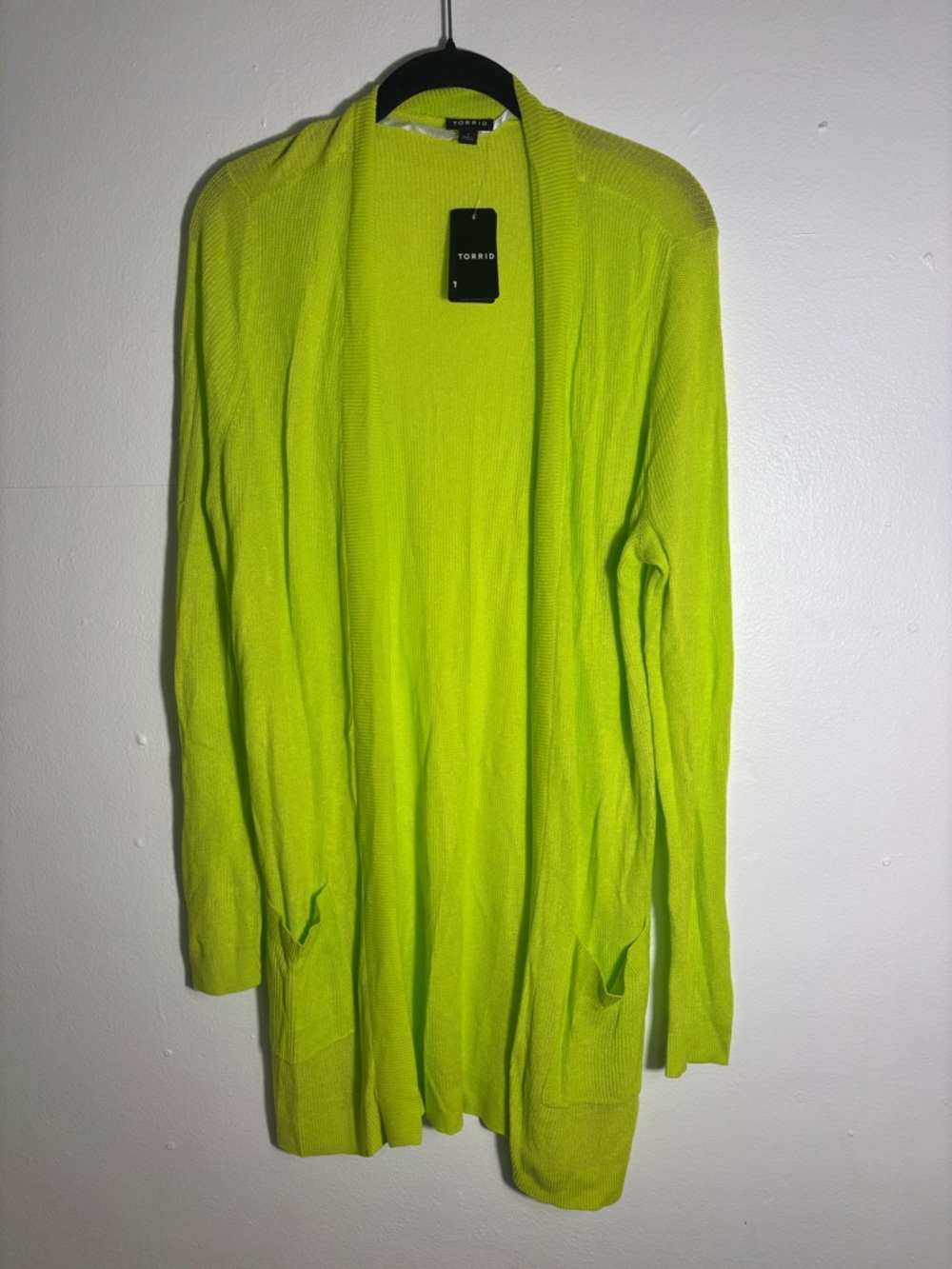 New! Torrid Lime Green Open-Front Long Cardigan